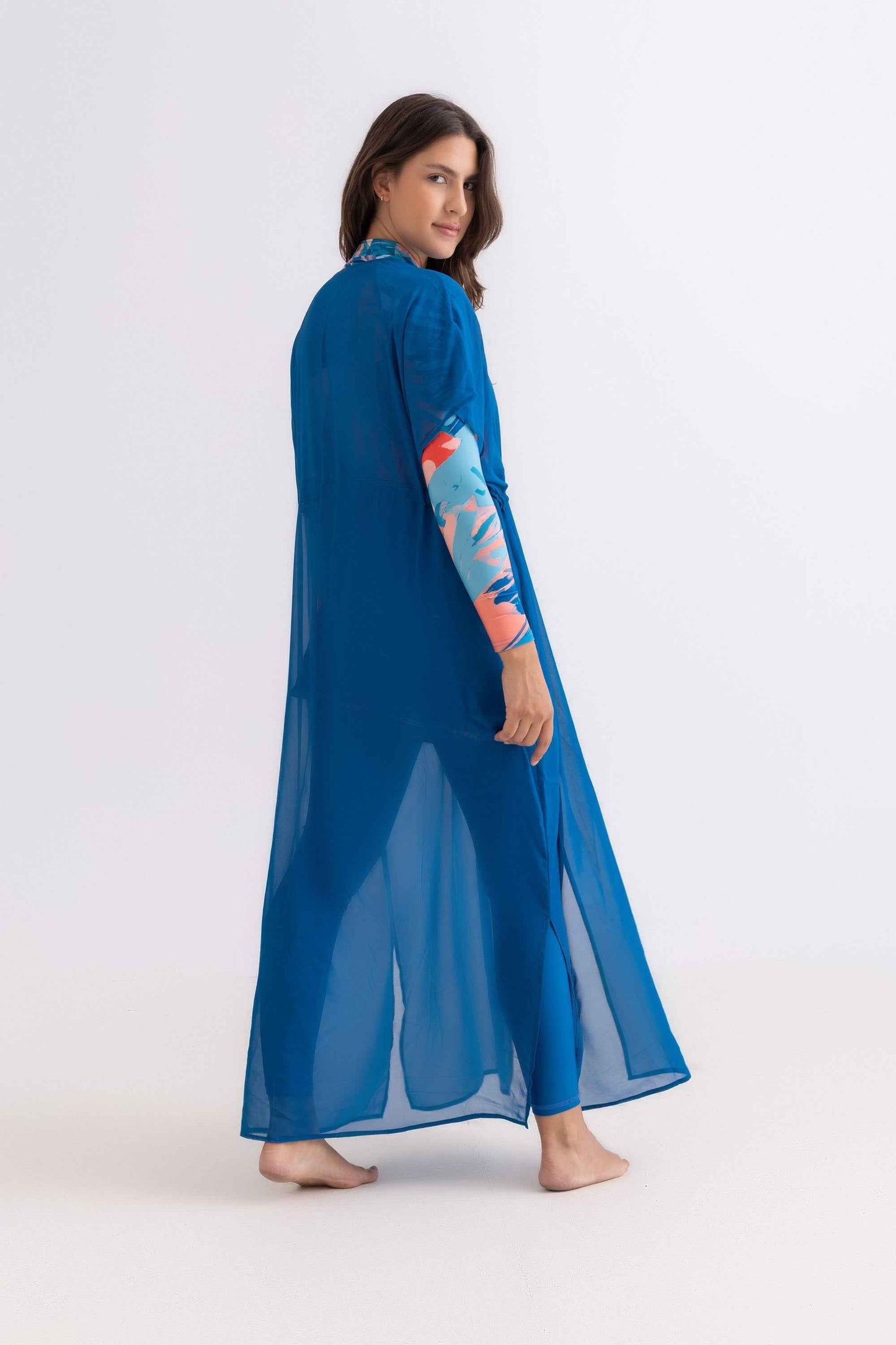 Petrol Blue Chiffon Beach Dress - فستان شاطئ شيفون أزرق بترولي