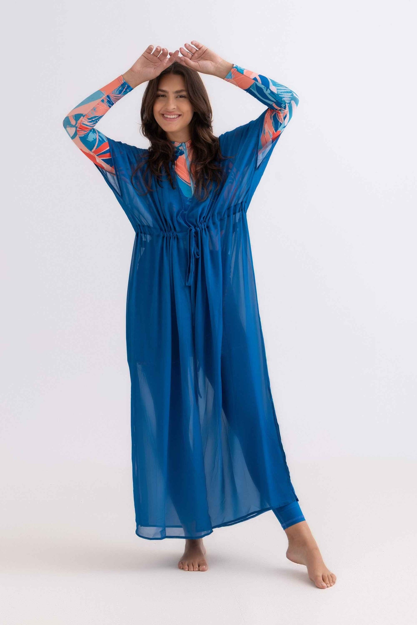 Petrol Blue Chiffon Beach Dress