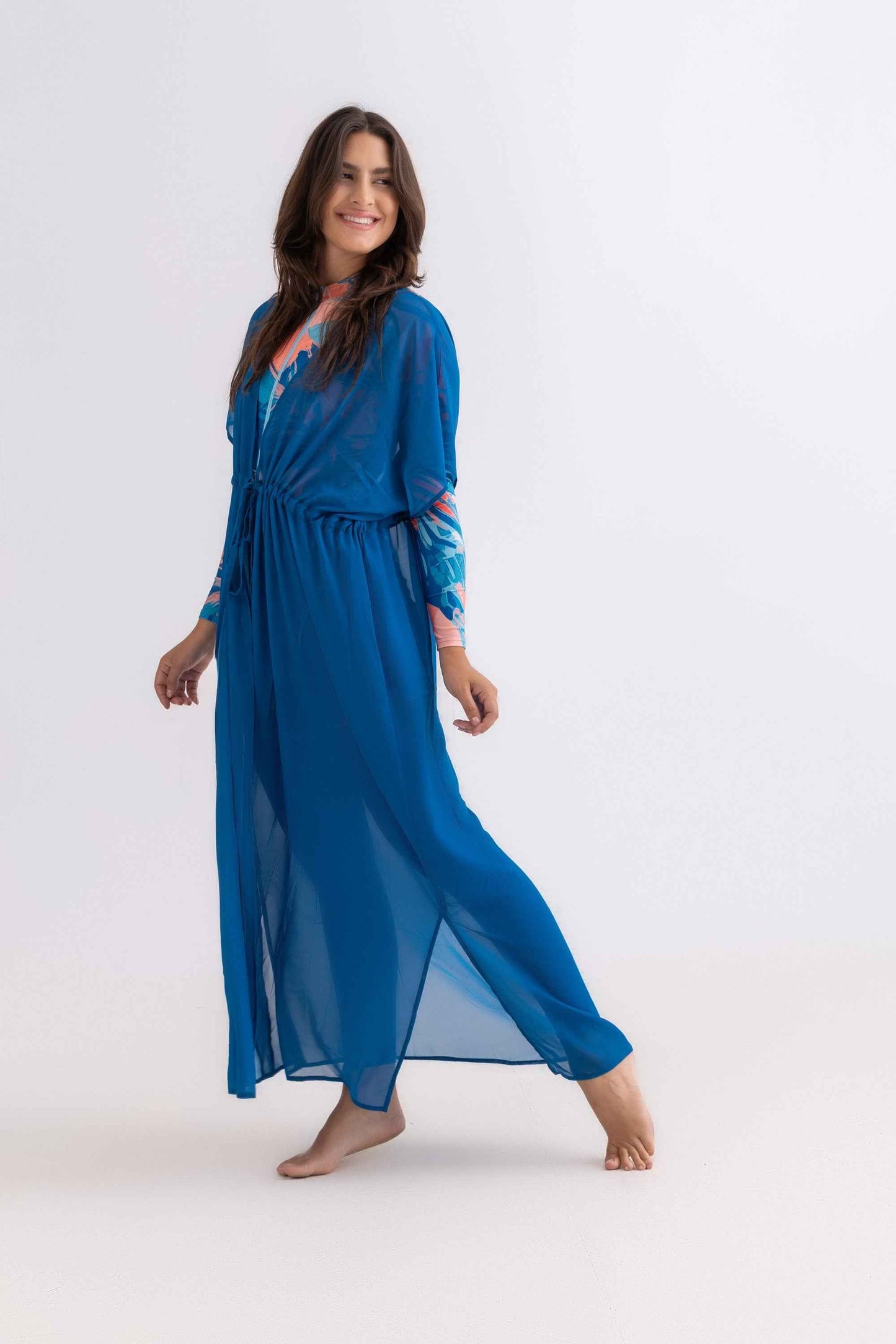 Petrol Blue Chiffon Beach Dress