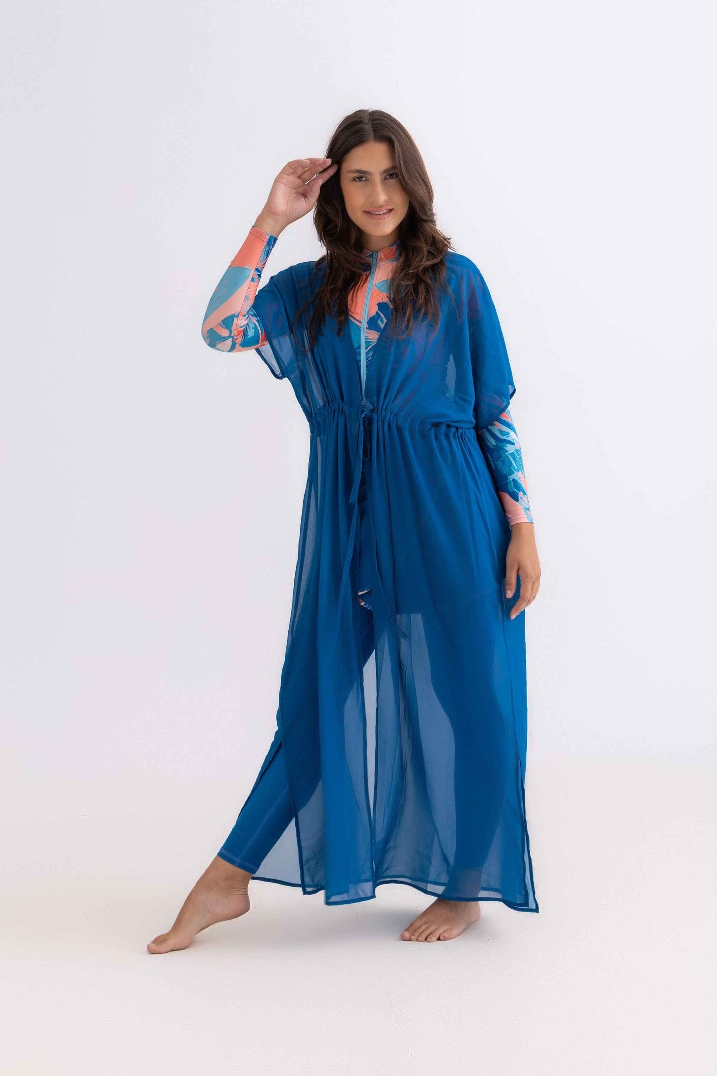 Petrol Blue Chiffon Beach Dress