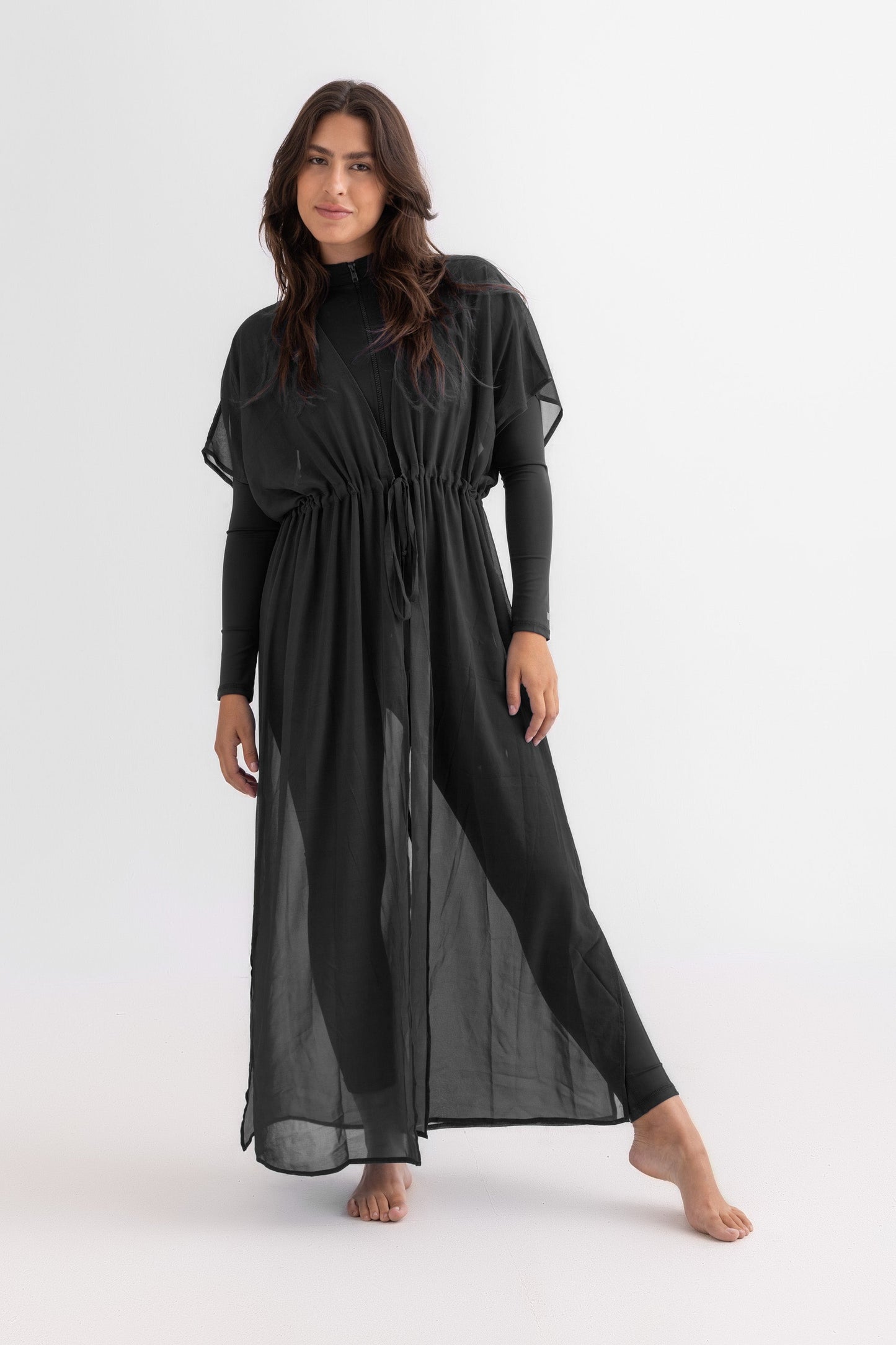 Black Chiffon Beach Dress - فستان شاطئ شيفون أسود