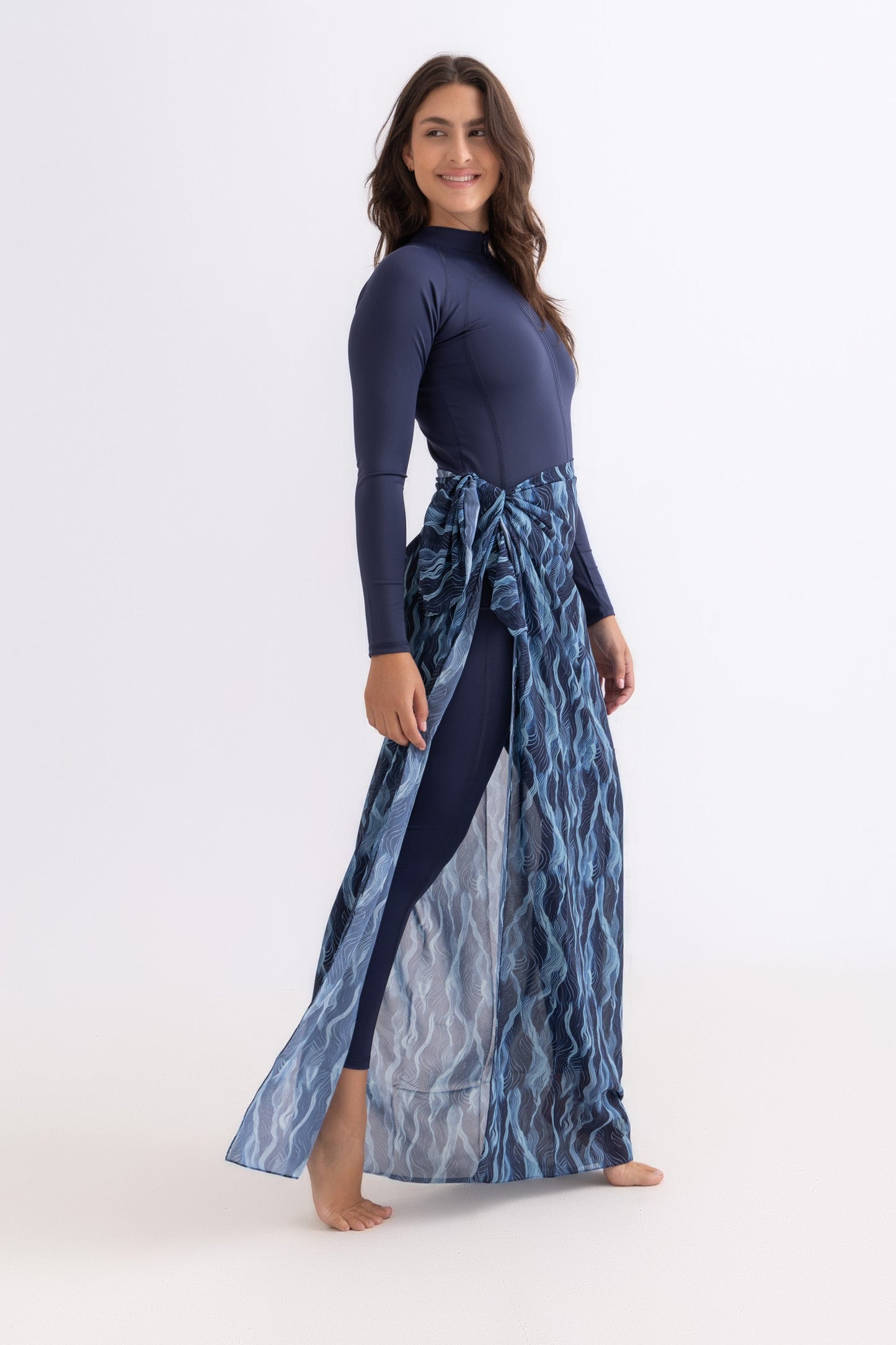 Deep Wave Chiffon Wrap Skirt