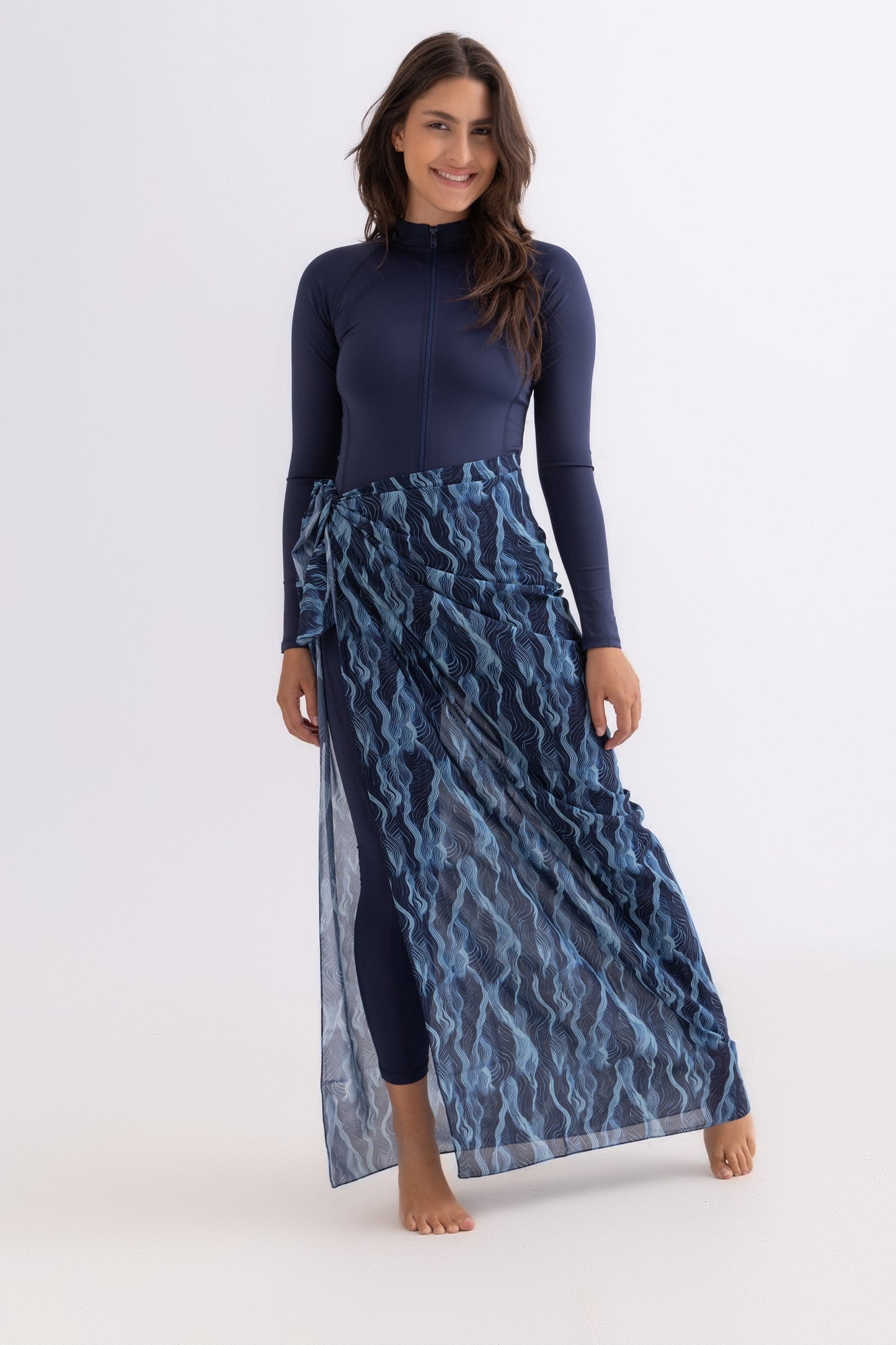 Deep Wave Chiffon Wrap Skirt