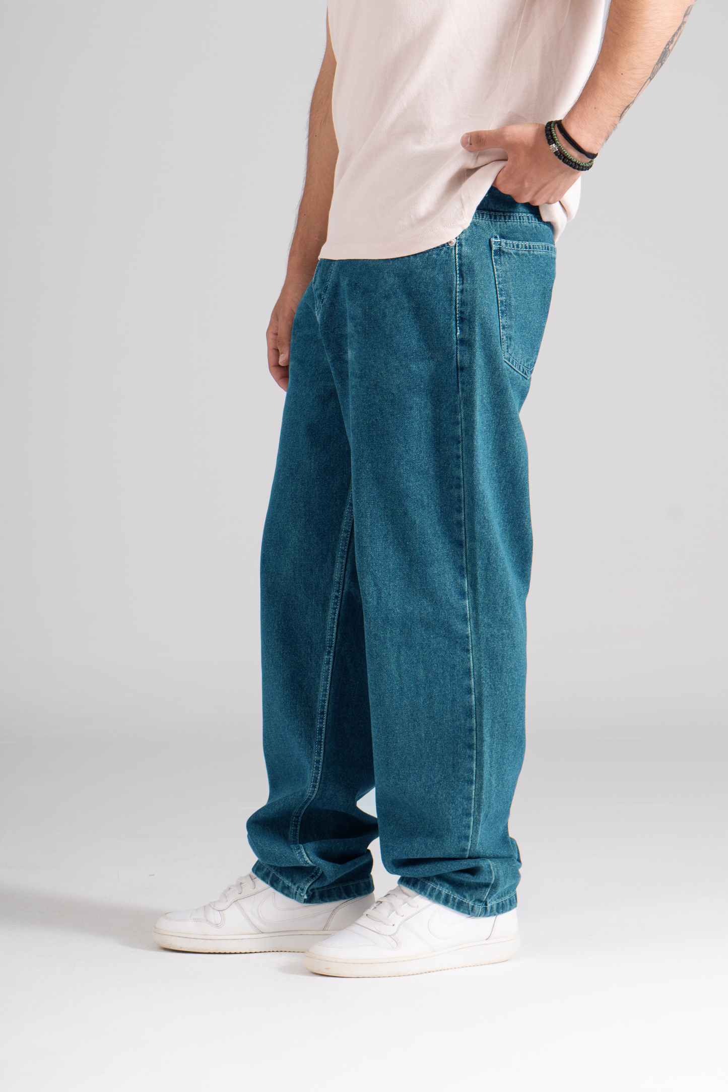 Teal Green Baggy Fit Jeans