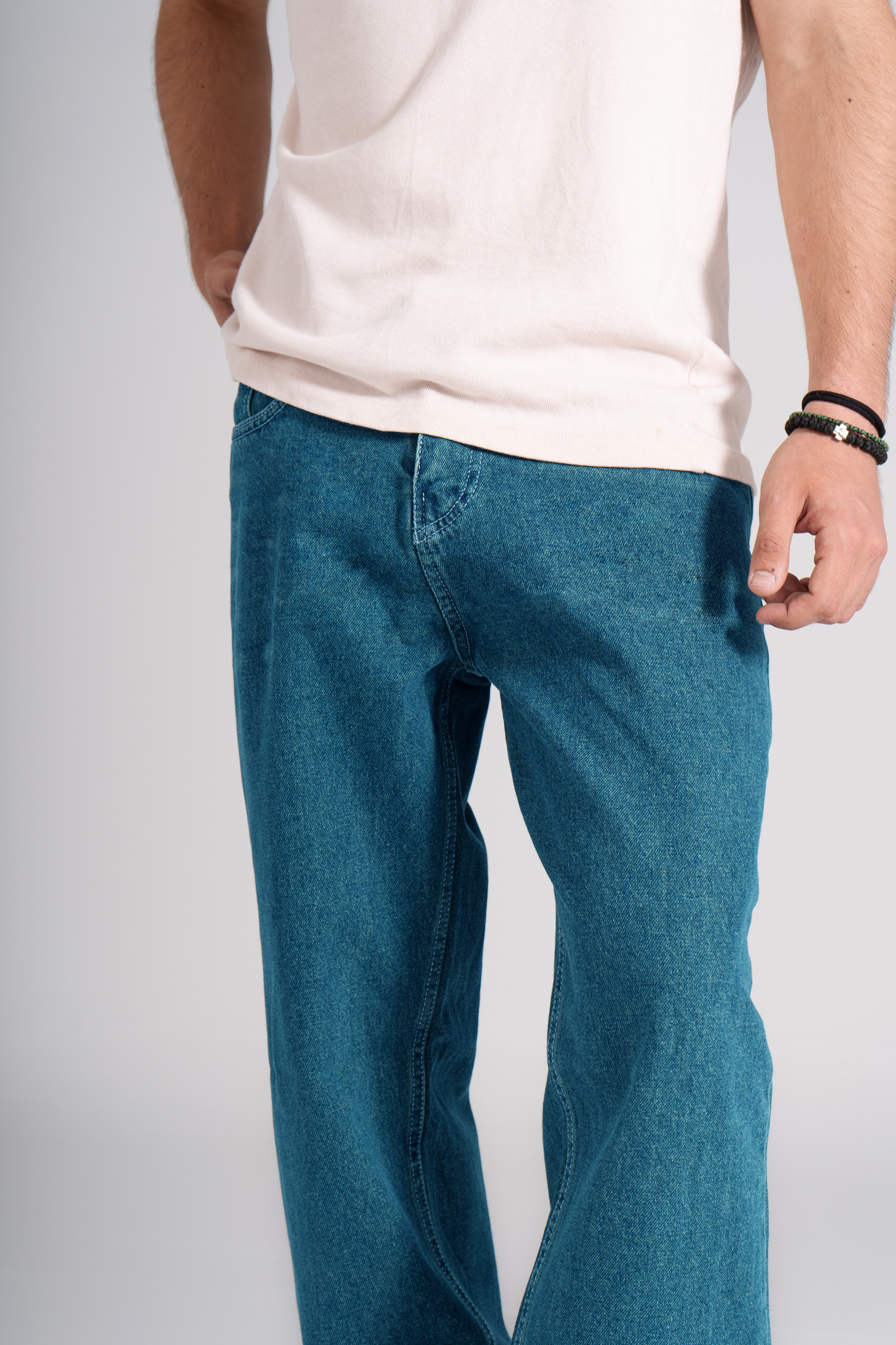 Teal Green Baggy Fit Jeans