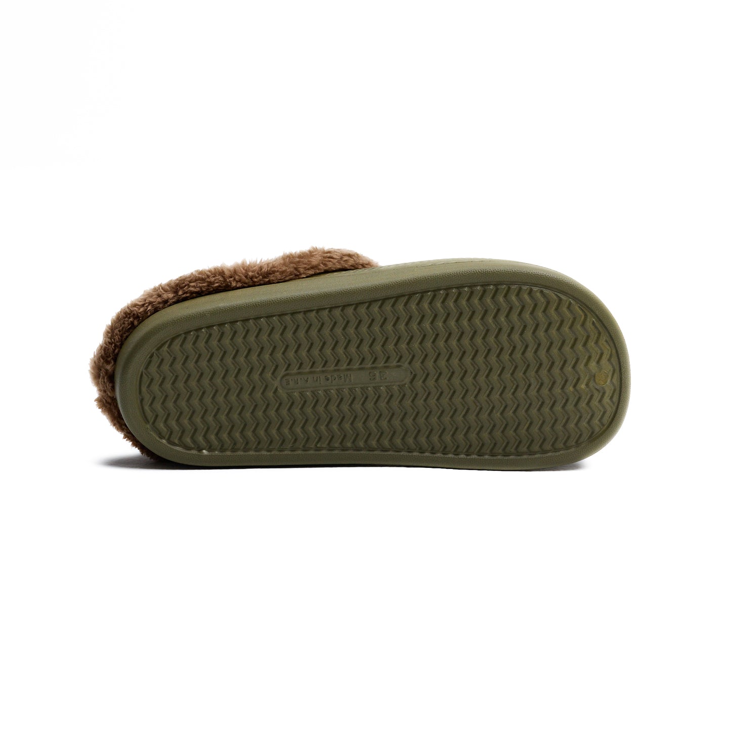 Olive Textured Rubber Sabo Clog with Inner Fur