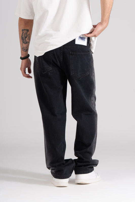 Drawn Side Color Baggy Fit Jeans