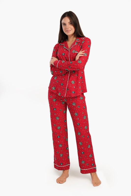 طقم بيجامة سنوبي الأحمر