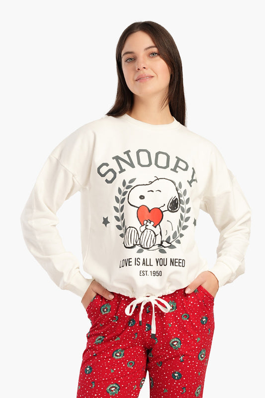 بلوزة بيجاما بأكتاف منسدلة