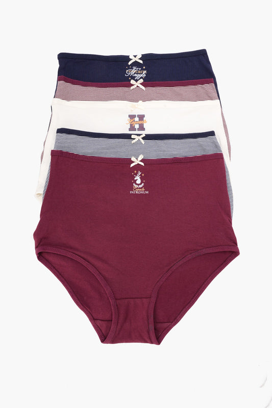 مجموعة من 5 سراويل داخلية كاملة ملونة