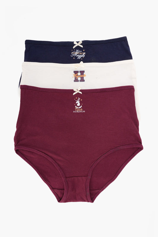 مجموعة من 3 سراويل داخلية كاملة ملونة