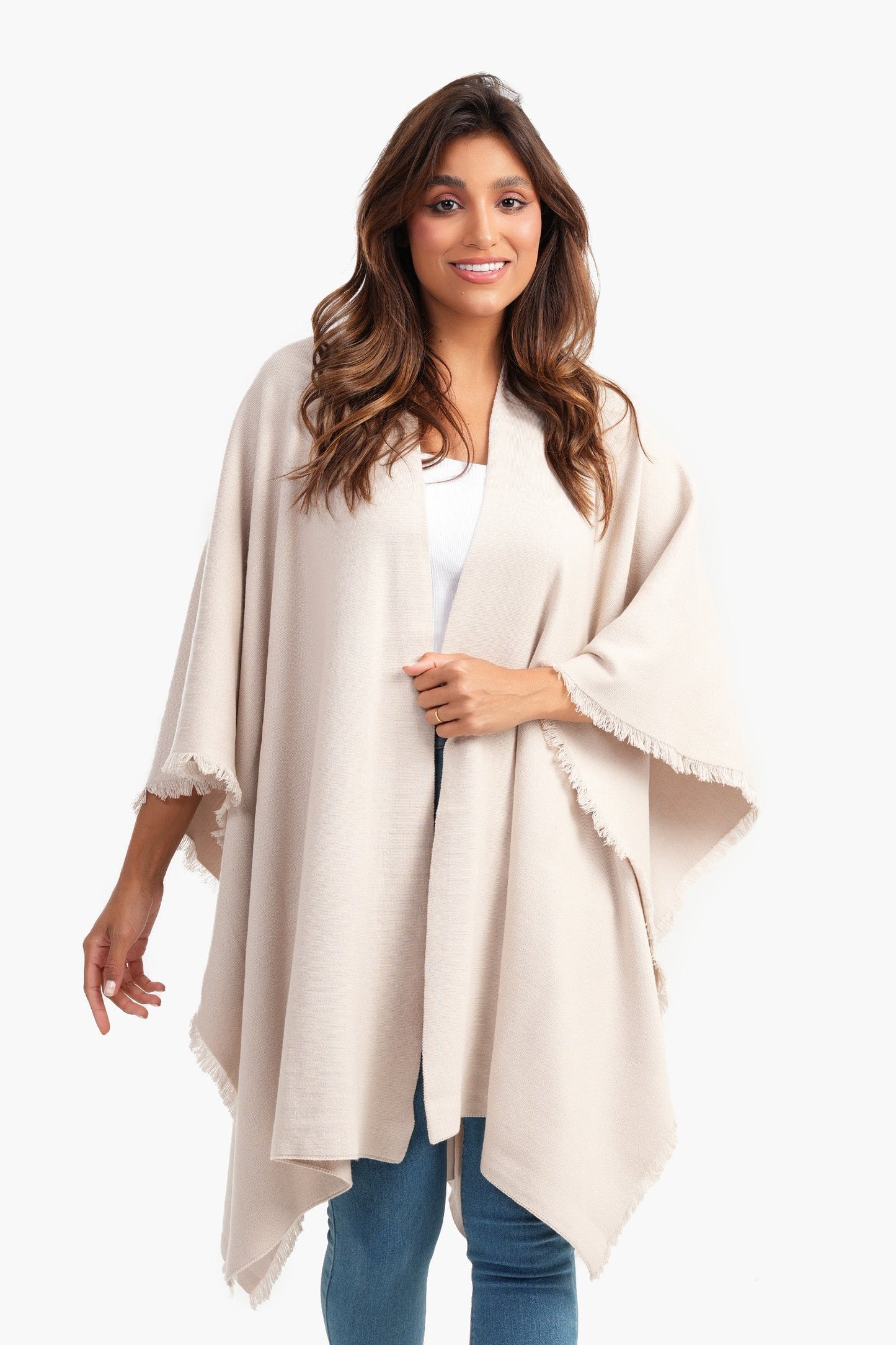 بونشو فضفاض بنمط سادة