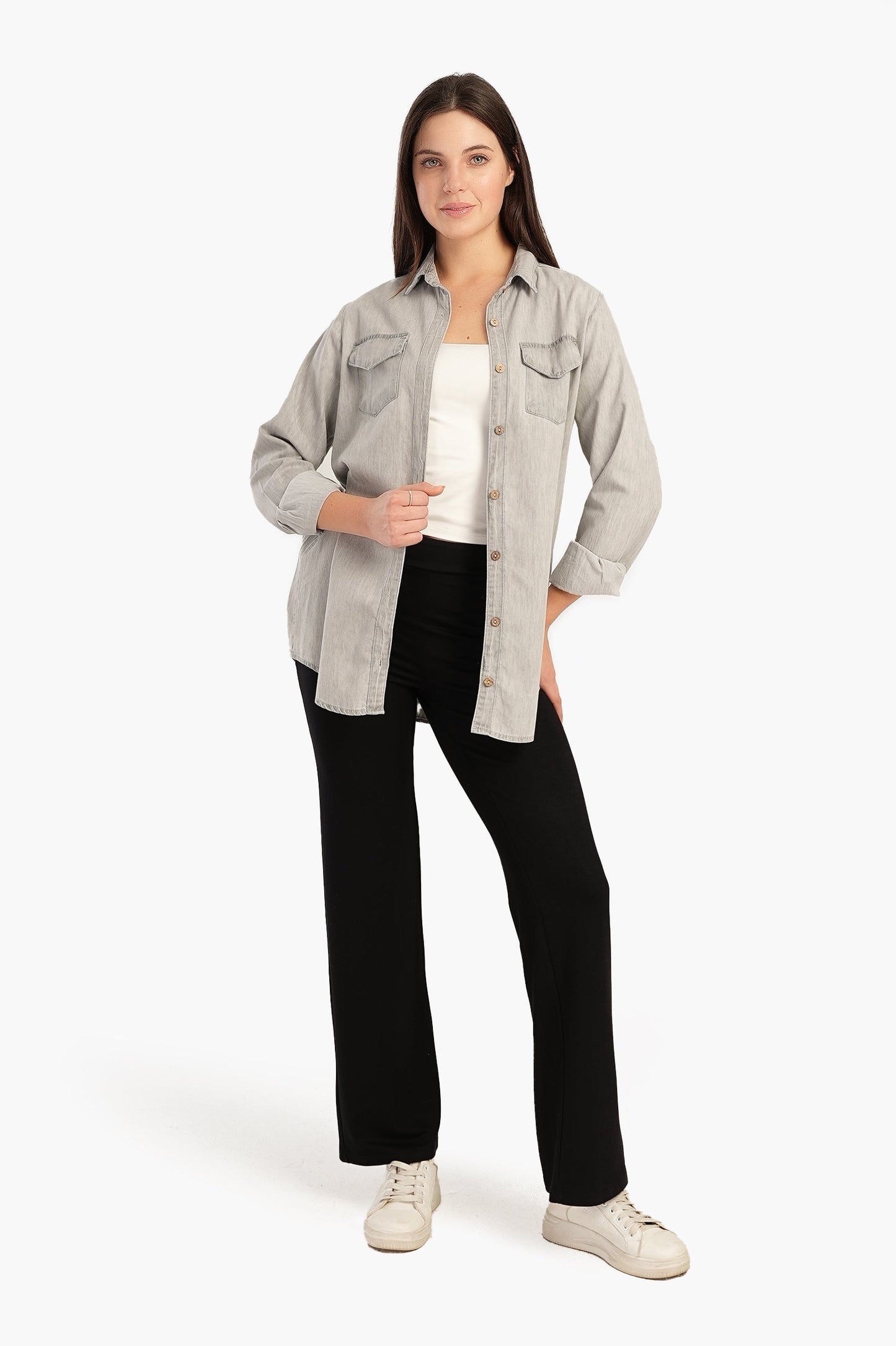 بنطلون سادة بقصّة مستقيمة