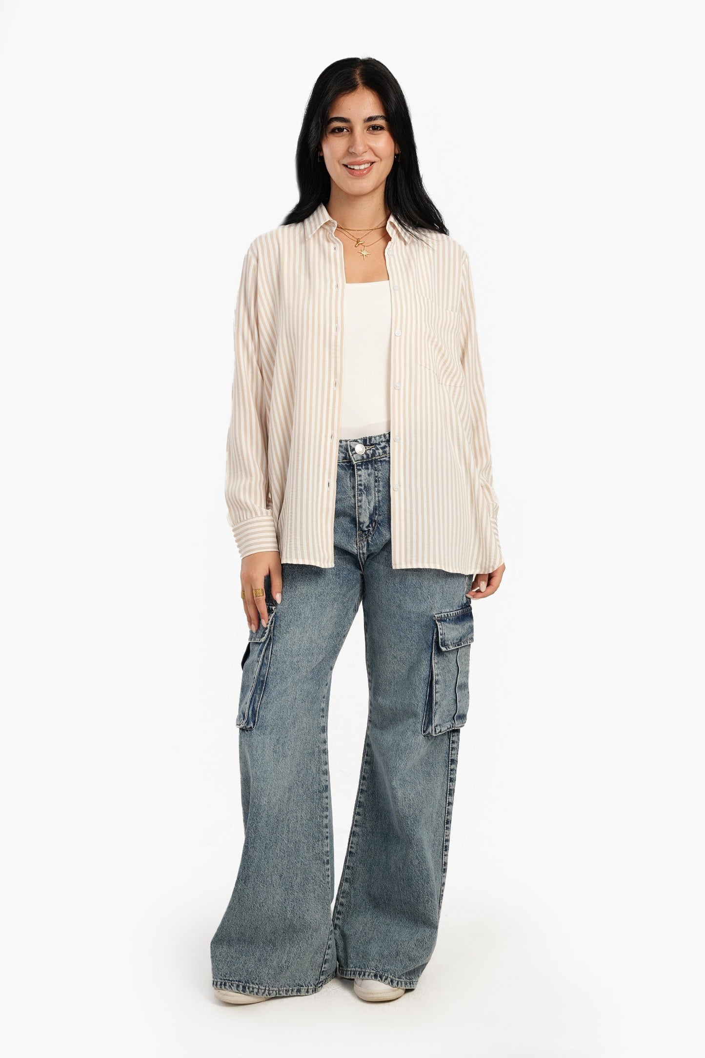 قميص مخطط عالي ومنخفض