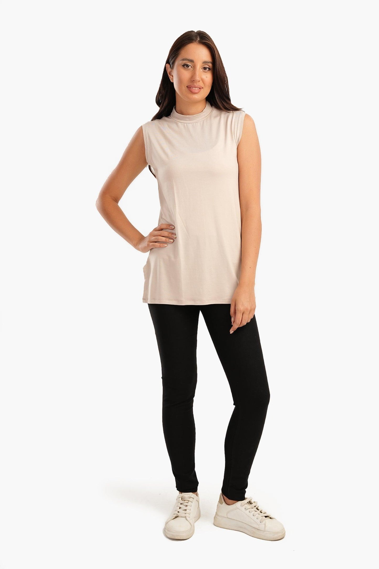 Beige Viscose Regular Fit Top