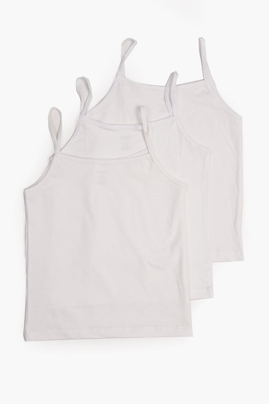 مجموعة من 3 قمصان داخلية بيضاء للفتيات المراهقات