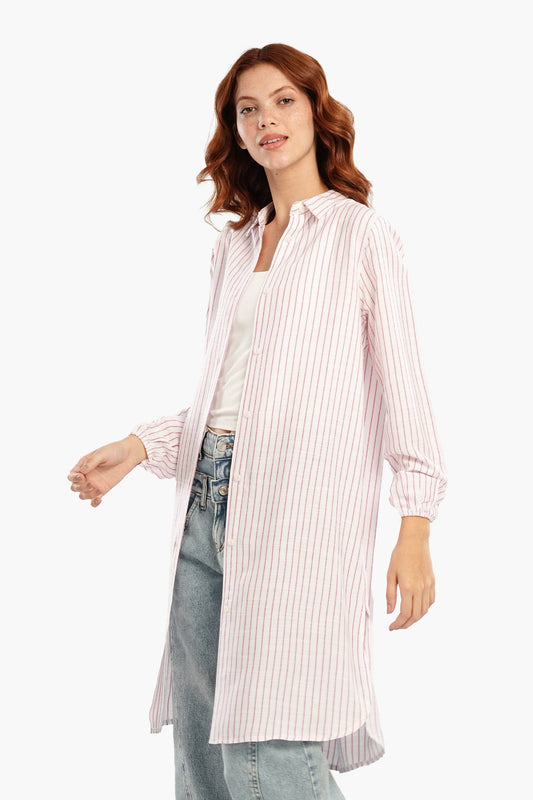 فستان قميص قصير مخطط