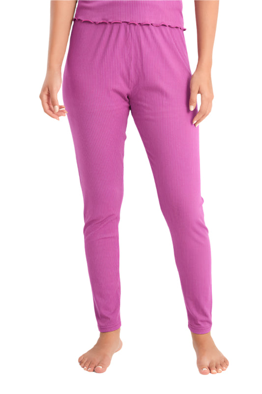 بنطال بيجاما مضلع باللون الأرجواني