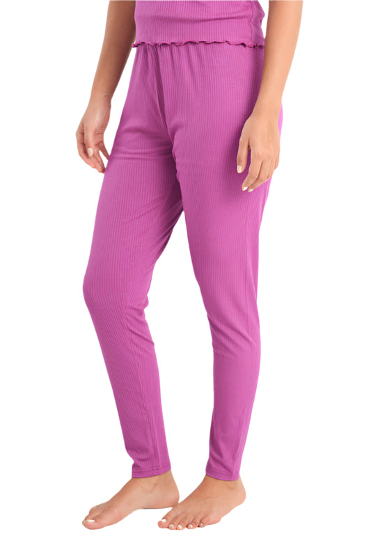 بنطال بيجاما مضلع باللون الأرجواني