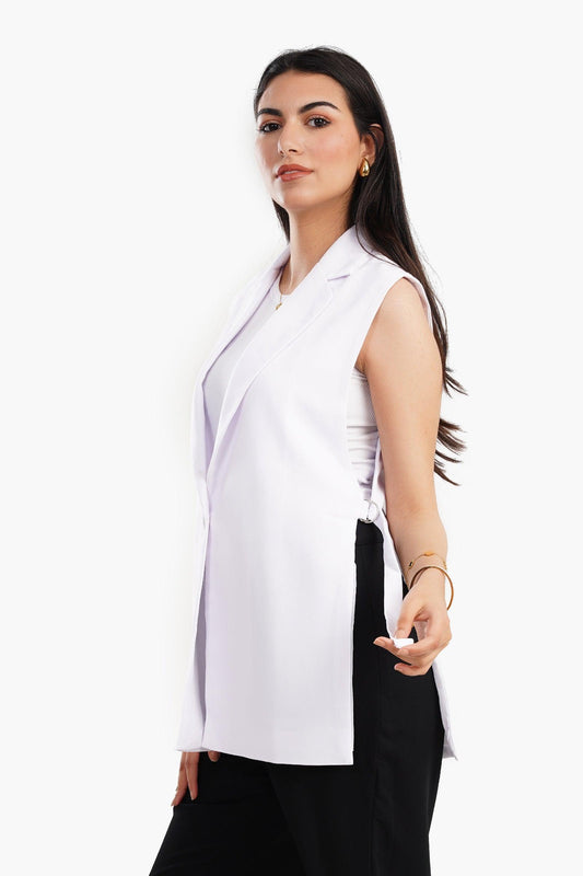 Crepe Revere Collar Vest