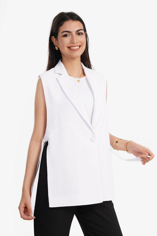 Crepe Revere Collar Vest