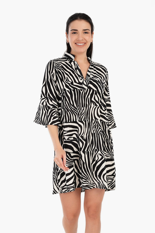 قميص نوم قصير مطبوع بلونين