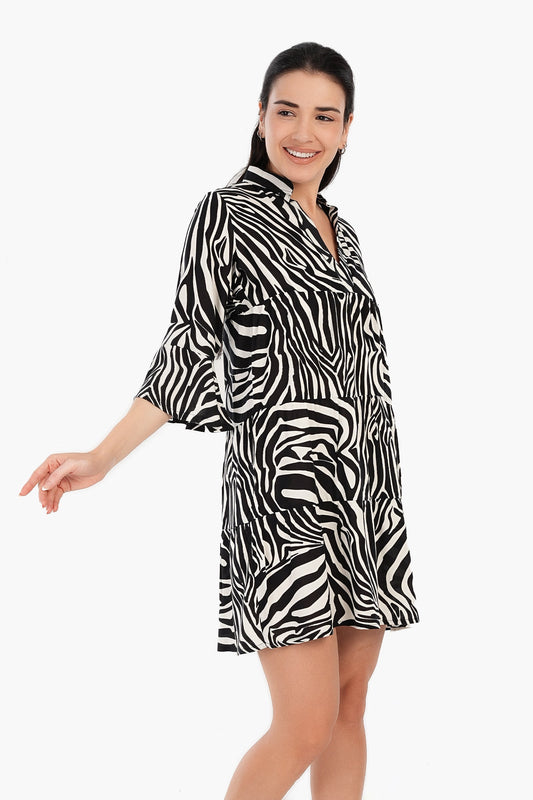 قميص نوم قصير مطبوع بلونين