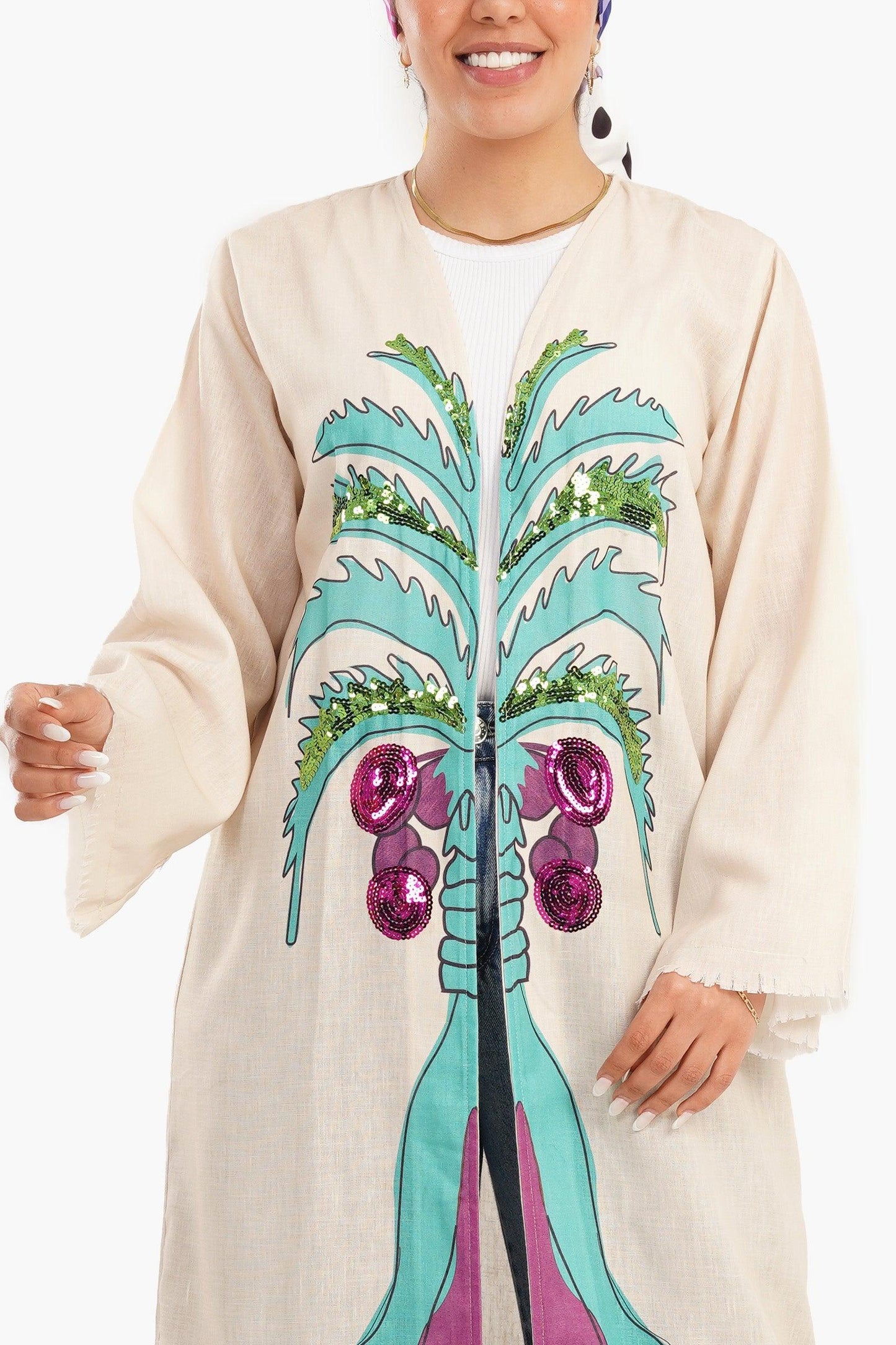 Front Palm Print Kimono