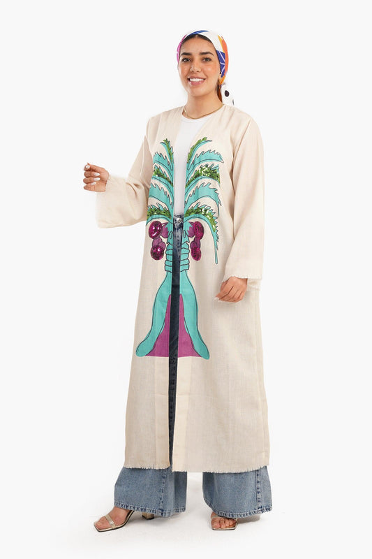 Front Palm Print Kimono