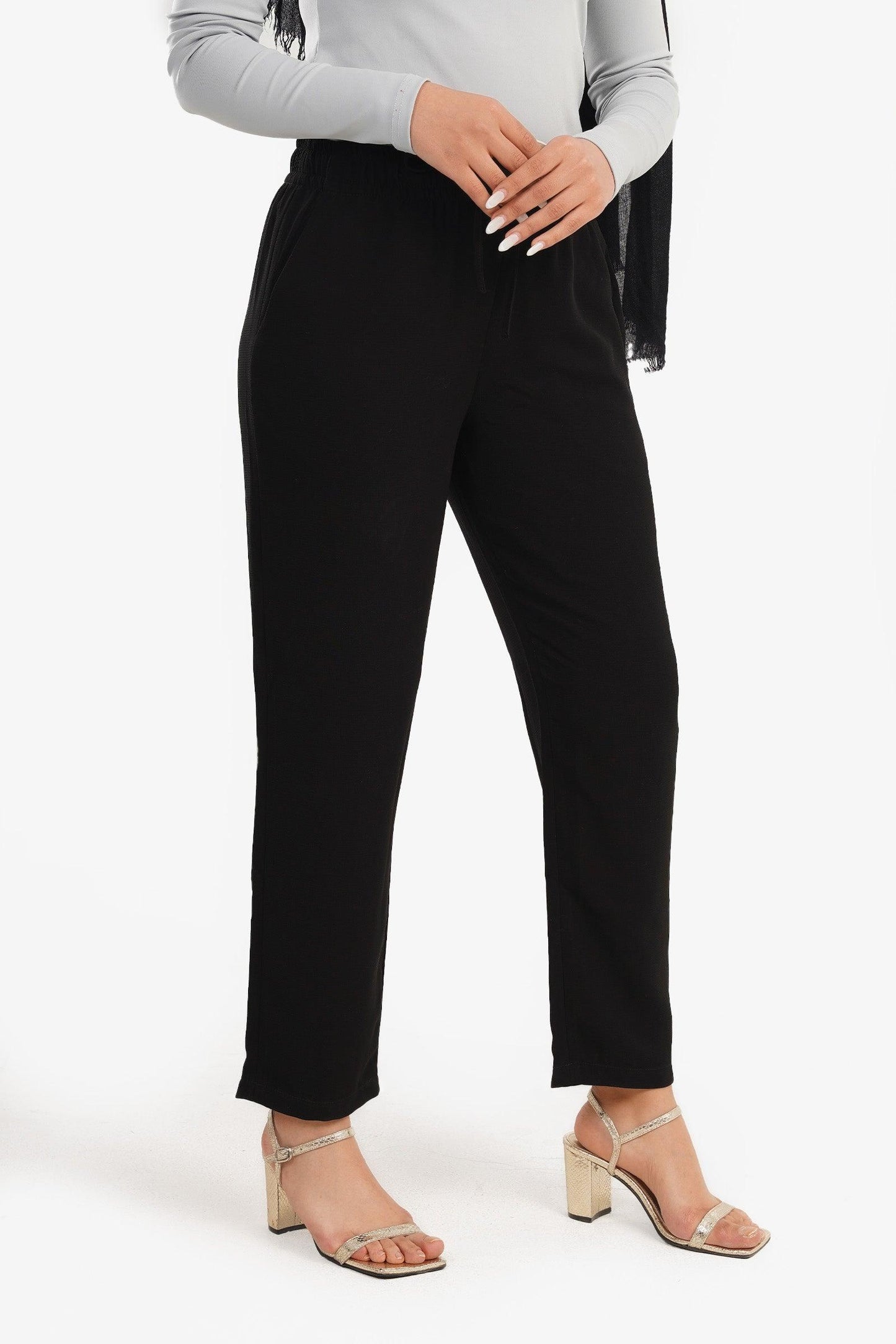 Crepe Smart Fit Pants with Drawstring