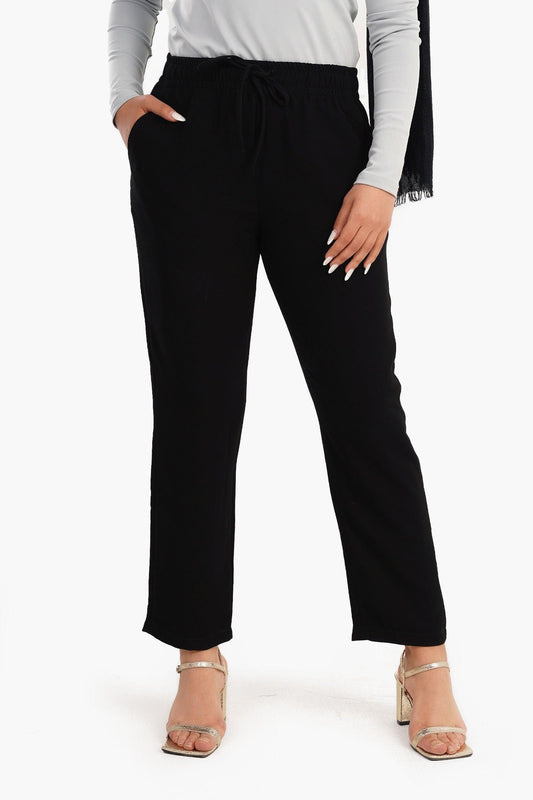 Crepe Smart Fit Pants with Drawstring