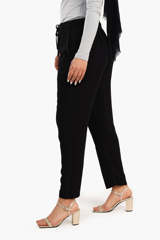Crepe Smart Fit Pants with Drawstring