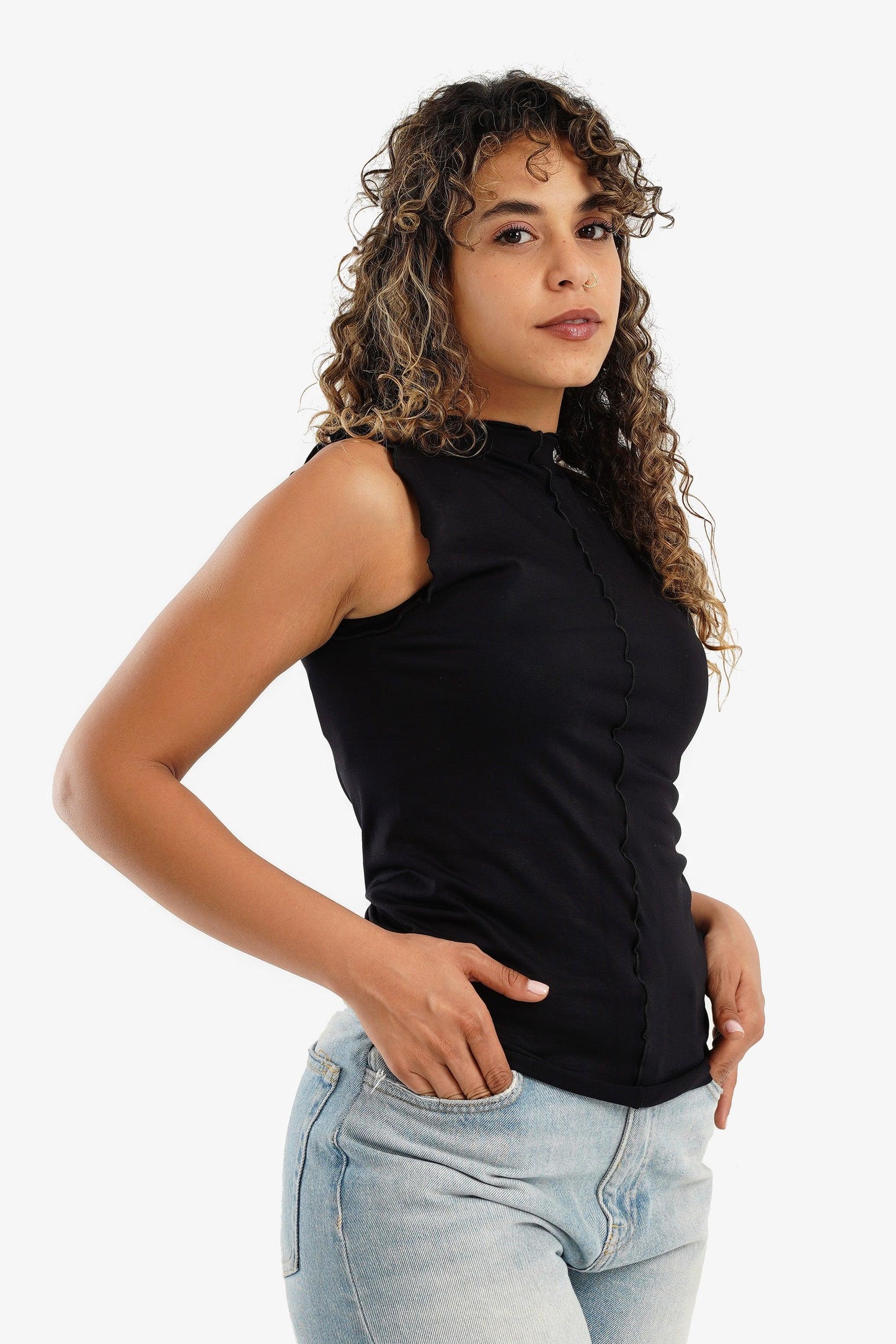 Vertical Piping Sleeveless Top - Carina - ??’????????ñ??�ÿ??ƒ?ÿ????