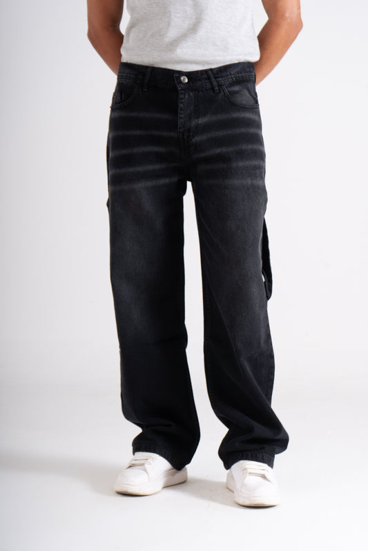 Black Carpenter Wide Leg Fit Jeans