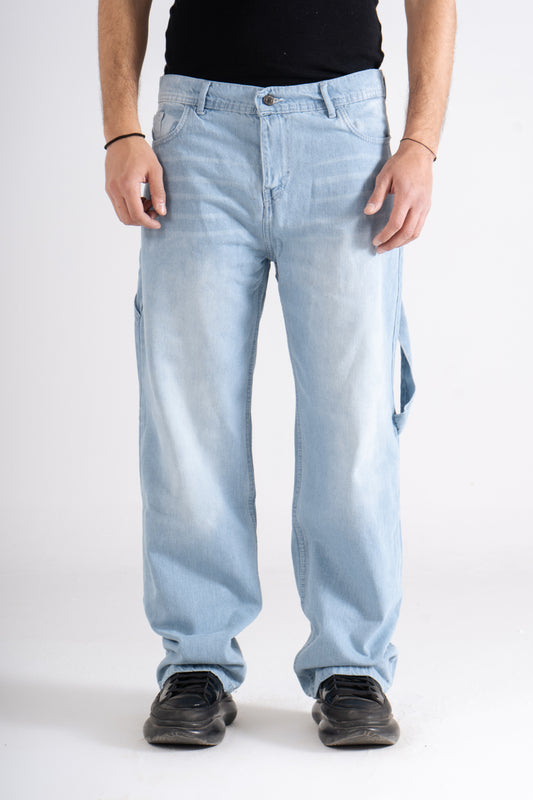 Sky Blue Carpenter Wide Leg Fit Jeans