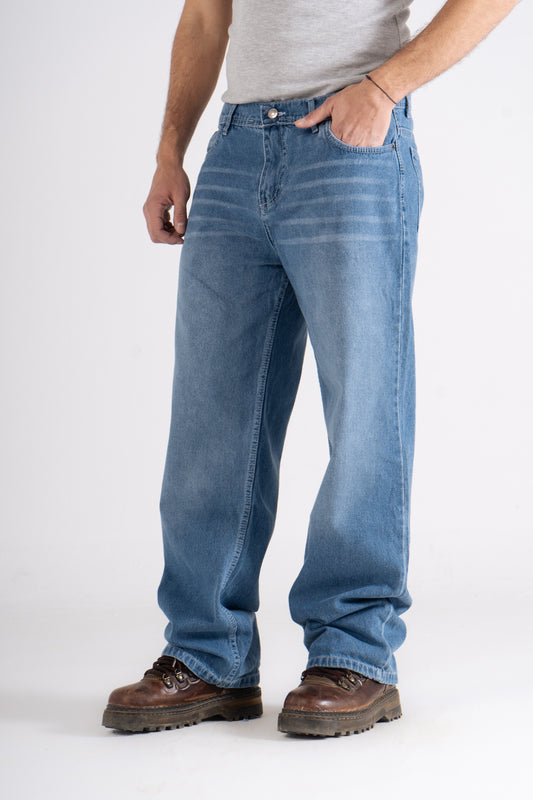 Sky Blue washed Wide Leg Jeans