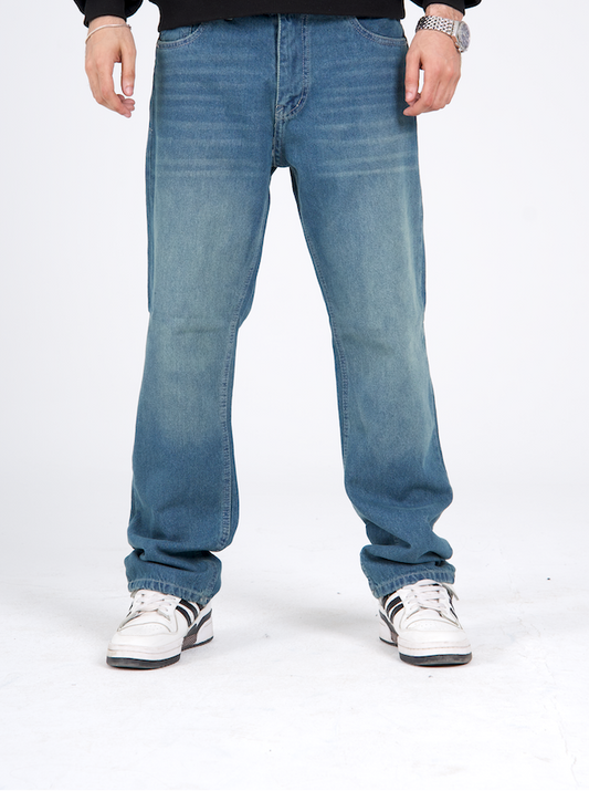 Regular Fit Denim Pants - Washed Light Blue