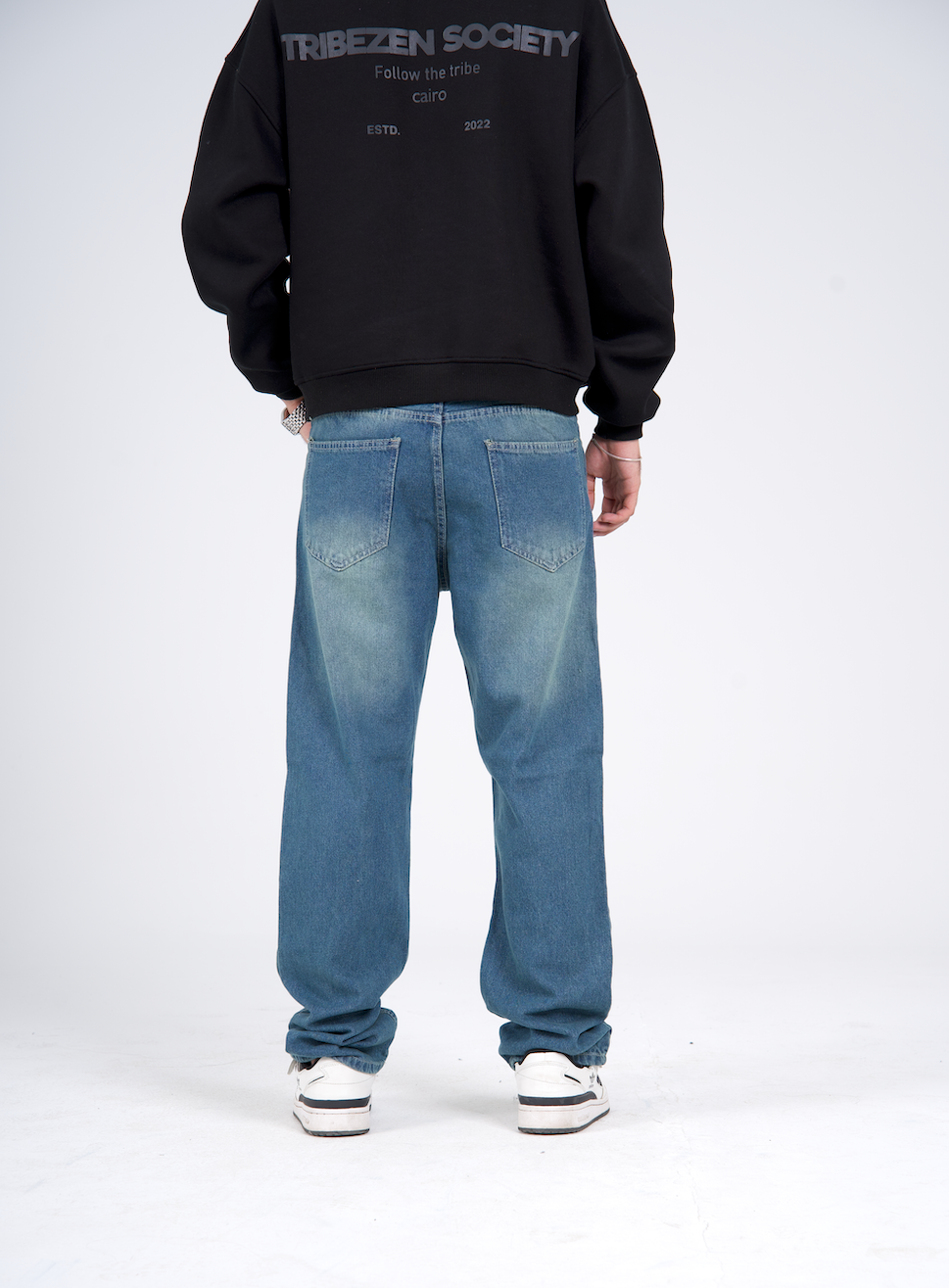 Regular Fit Denim Pants - Washed Greeny Blue