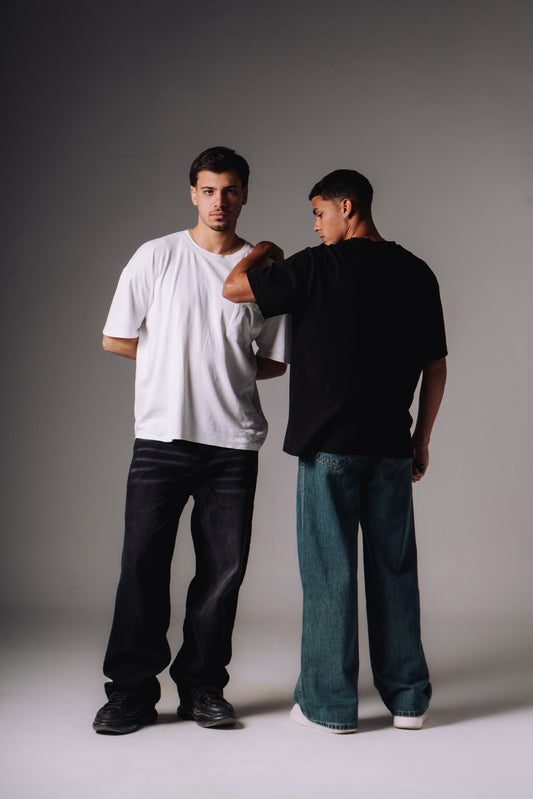 Black washed Wide Leg Jeans