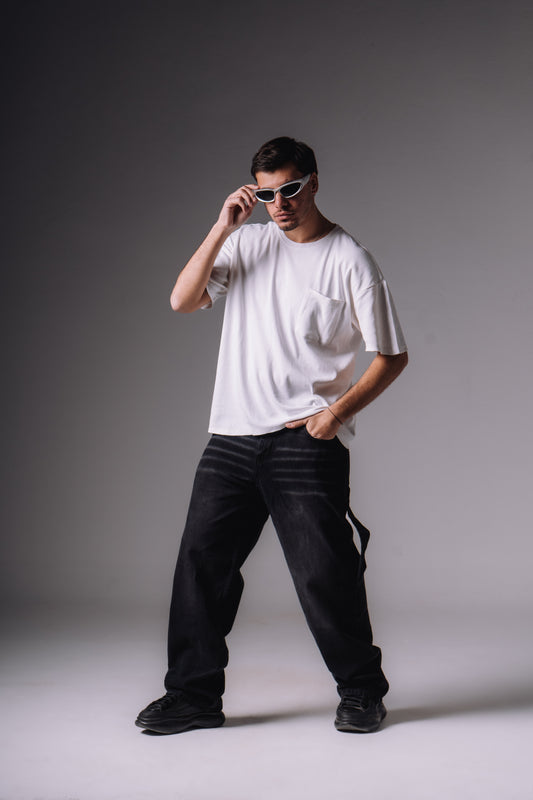 Black Carpenter Wide Leg Fit Jeans