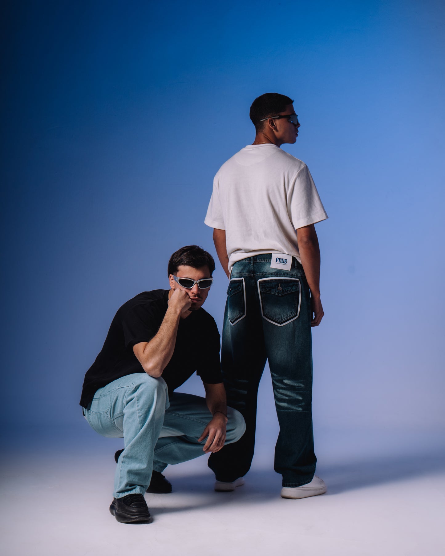 Blue Faded Baggy Fit Jeans with styled Back pockets