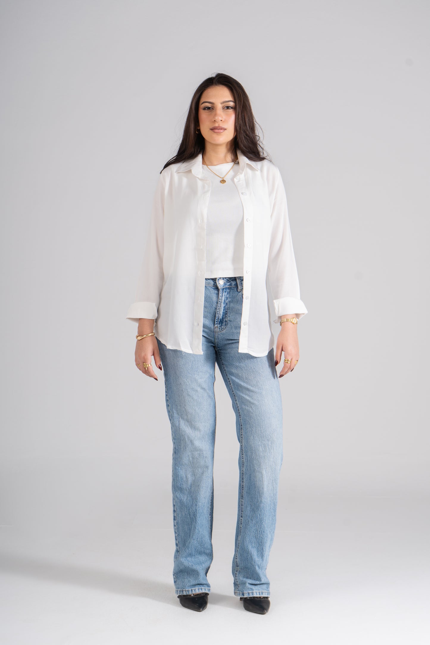 White Rounded Trim Shirt