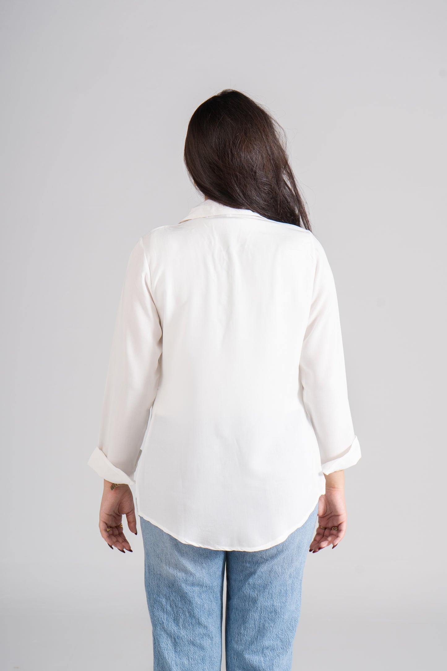 White Rounded Trim Shirt