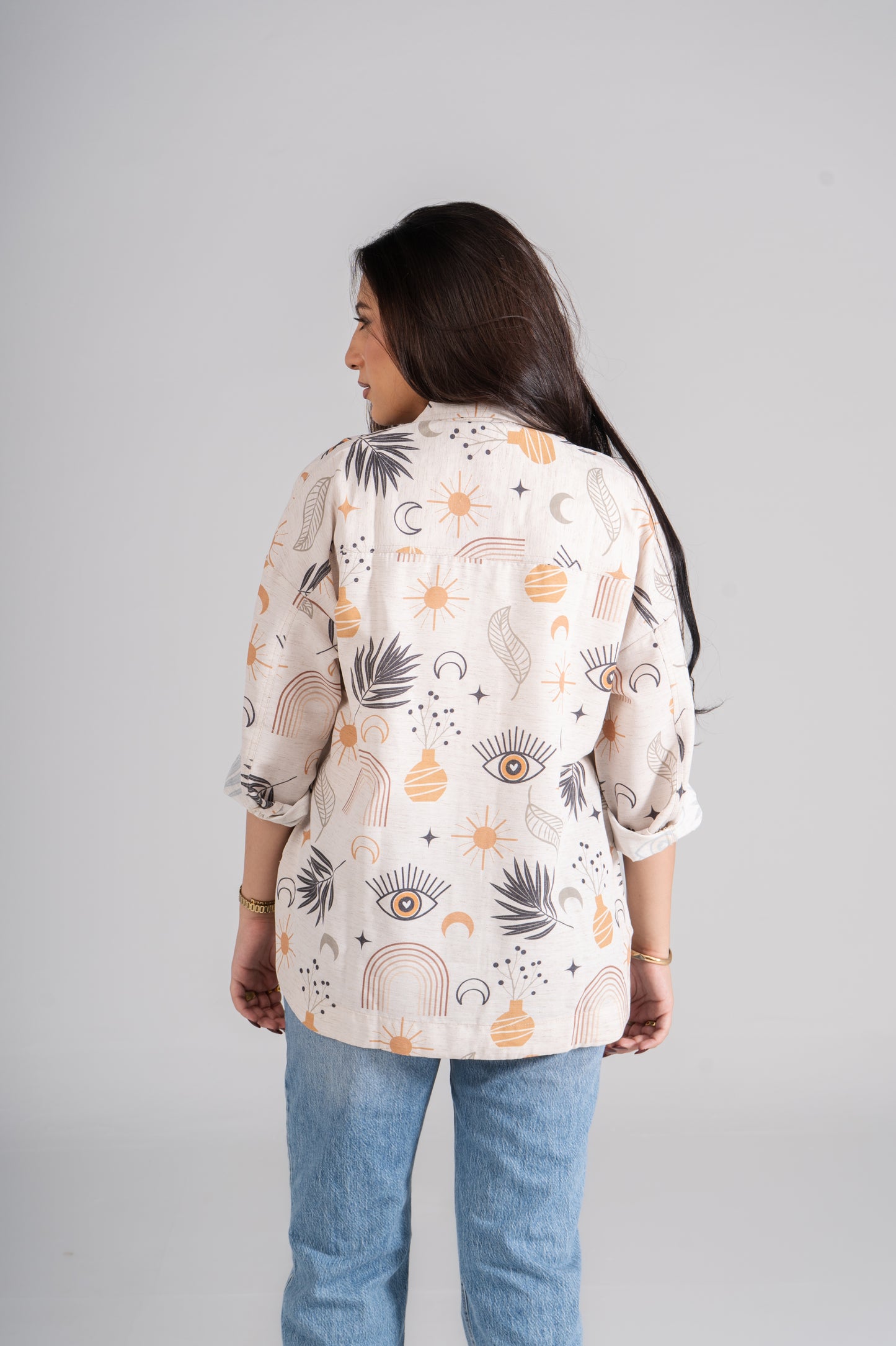 Printed Long Sleeves Turkish Linen Shirt.