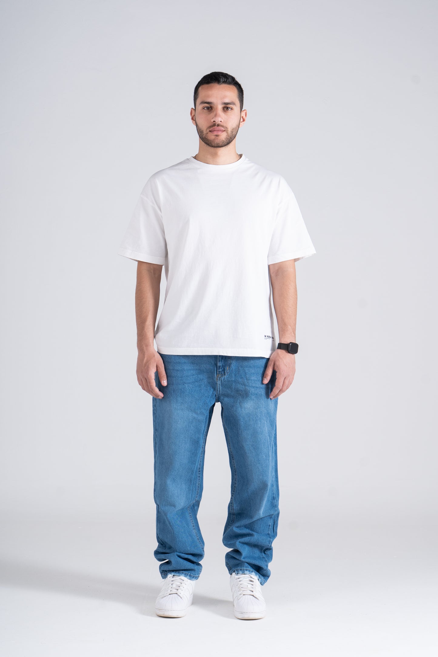 Sky Blue Baggy Fit Jeans - Ribbed Cuff - بنطال جينز أزرق سماوي فضفاض بقصة مضلعة