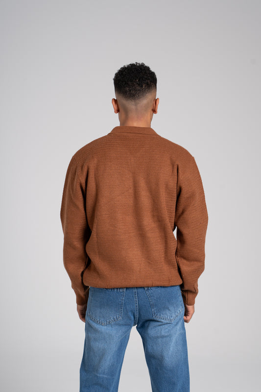 Zigzag Pattern Half Zipper Pullover - بلوفر بنصف سحاب بنمط متعرج