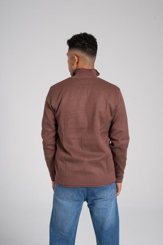 Ribbed Half Zipper Pullover - بلوفر مضلع بنصف سحاب