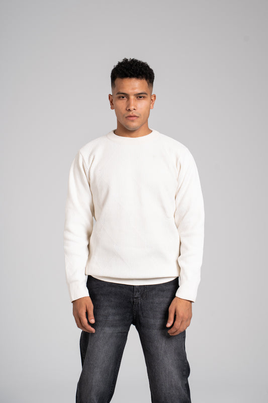 Ribbed Crew Neck Pullover - بلوفر مضلع برقبة دائرية