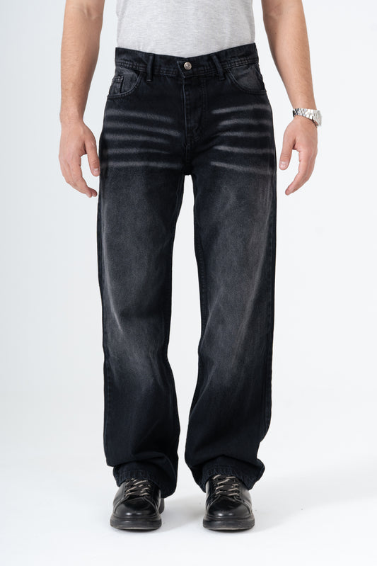 Black washed Wide Leg Jeans