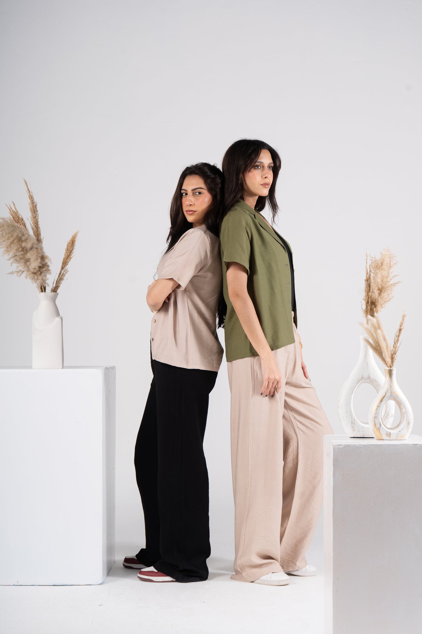 Beige Short Sleeves Linen Shirt